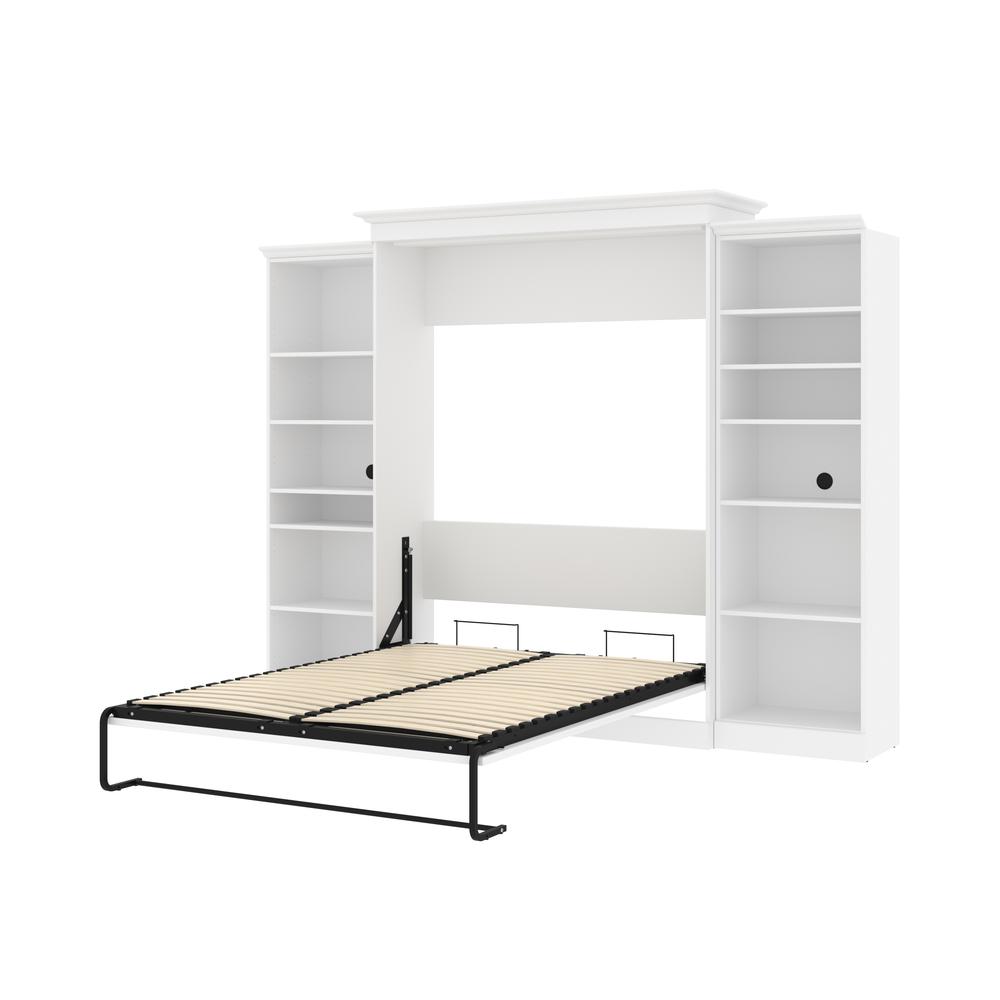 Versatile Queen Murphy Bed and 2 Closet Organizers (115W) in White. Picture 7