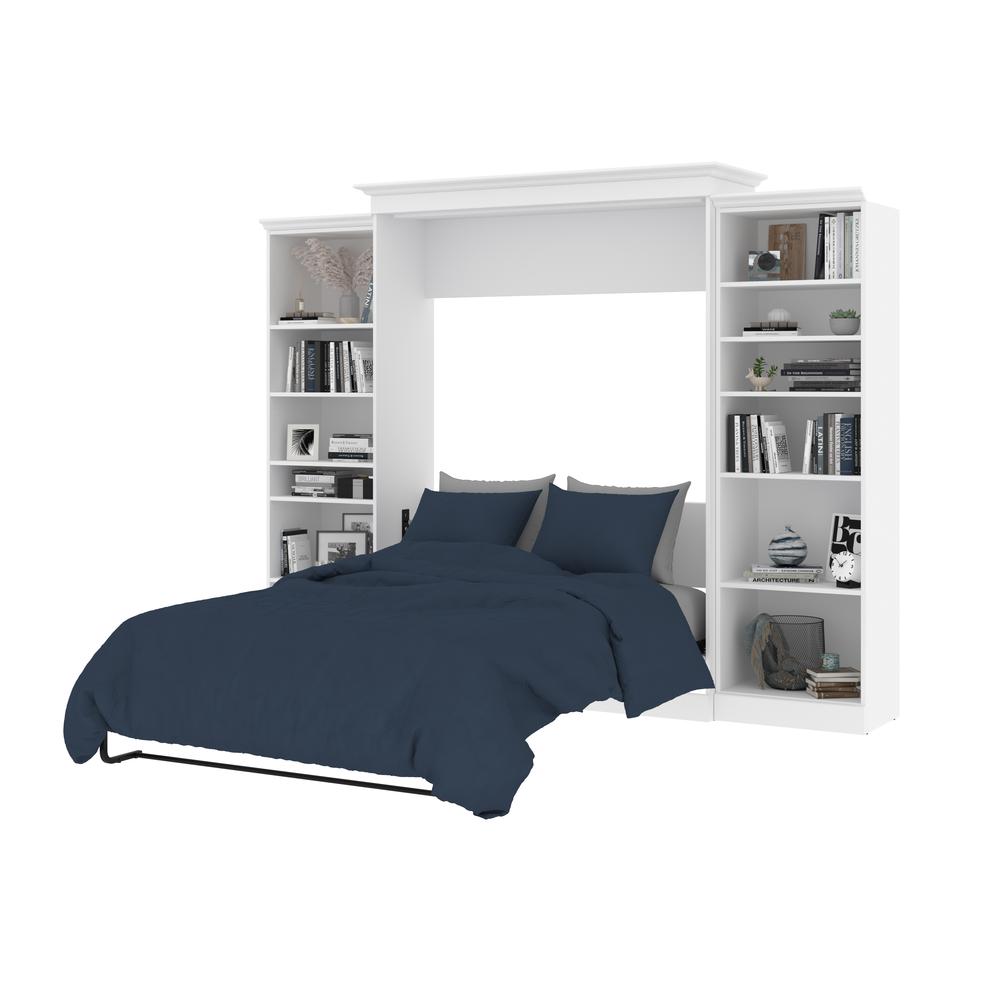 Versatile Queen Murphy Bed and 2 Closet Organizers (115W) in White. Picture 10