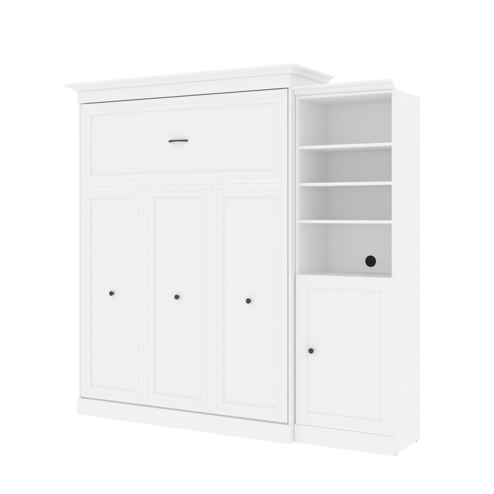 Versatile Queen Murphy Bed and Closet Organizer with Doors (92W) in White. Picture 2