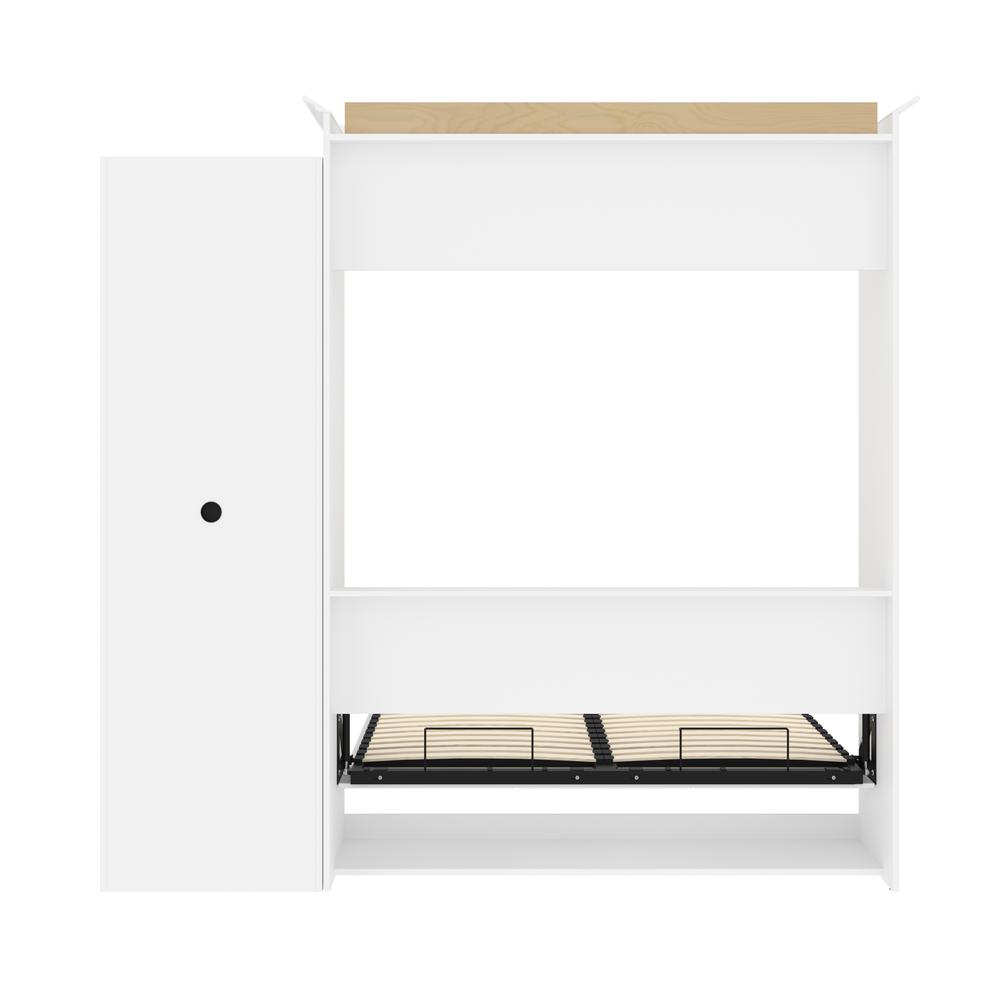 Versatile Queen Murphy Bed and Closet Organizer with Doors (92W) in White. Picture 4