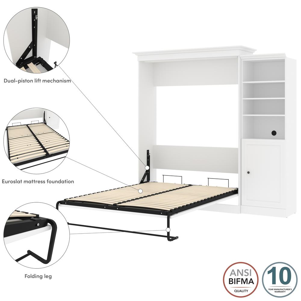Versatile Queen Murphy Bed and Closet Organizer with Doors (92W) in White. Picture 9