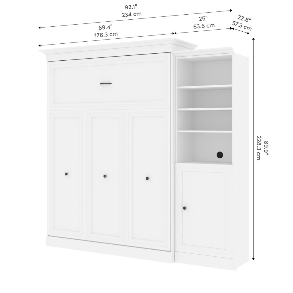 Versatile Queen Murphy Bed and Closet Organizer with Doors (92W) in White. Picture 10
