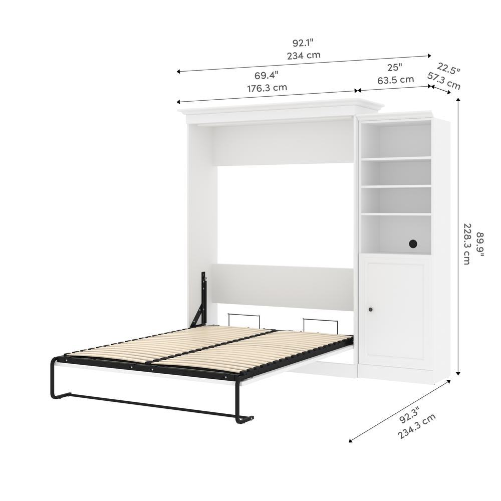 Versatile Queen Murphy Bed and Closet Organizer with Doors (92W) in White. Picture 11