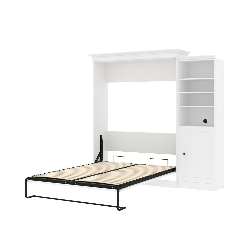 Versatile Queen Murphy Bed and Closet Organizer with Doors (92W) in White. Picture 23