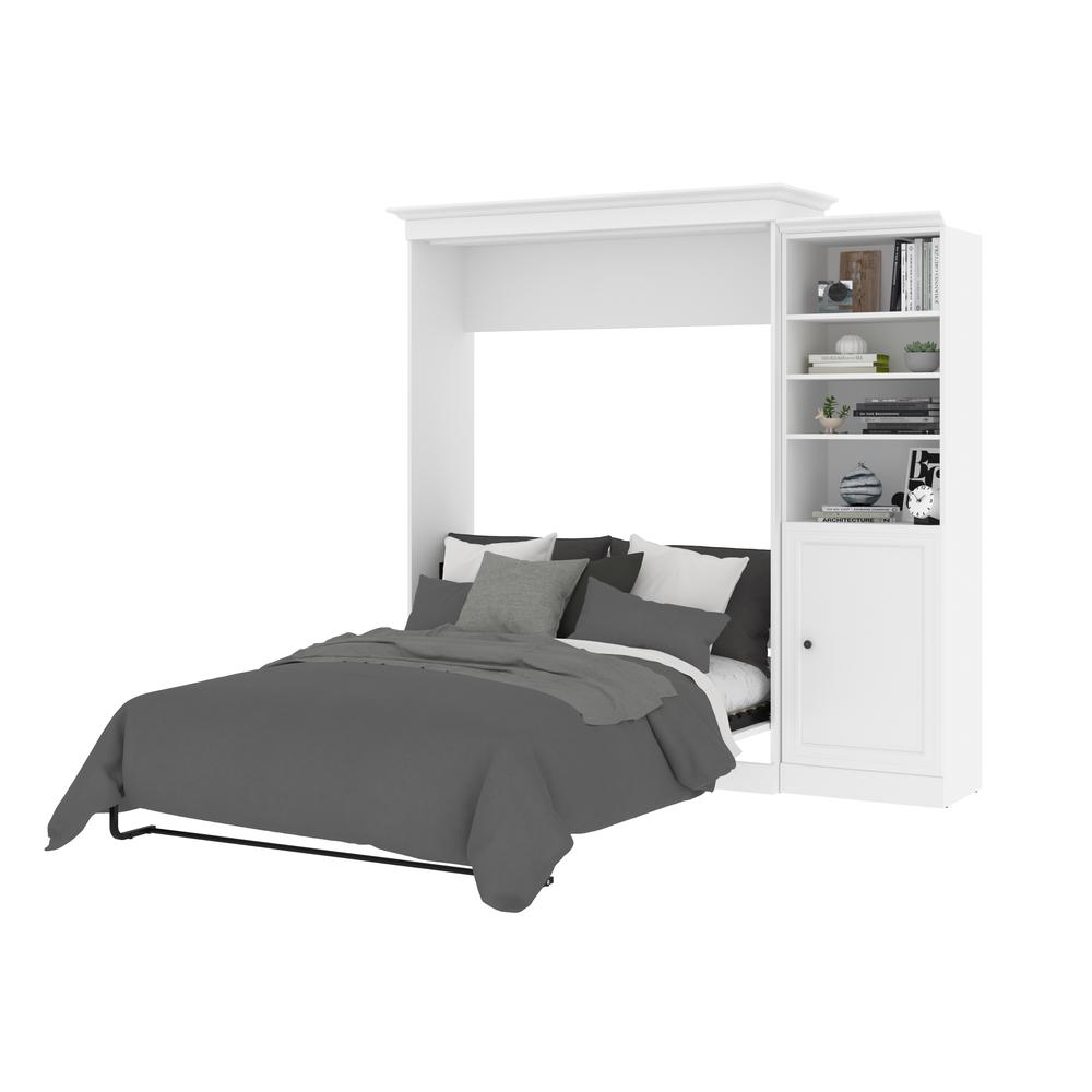 Versatile Queen Murphy Bed and Closet Organizer with Doors (92W) in White. Picture 24