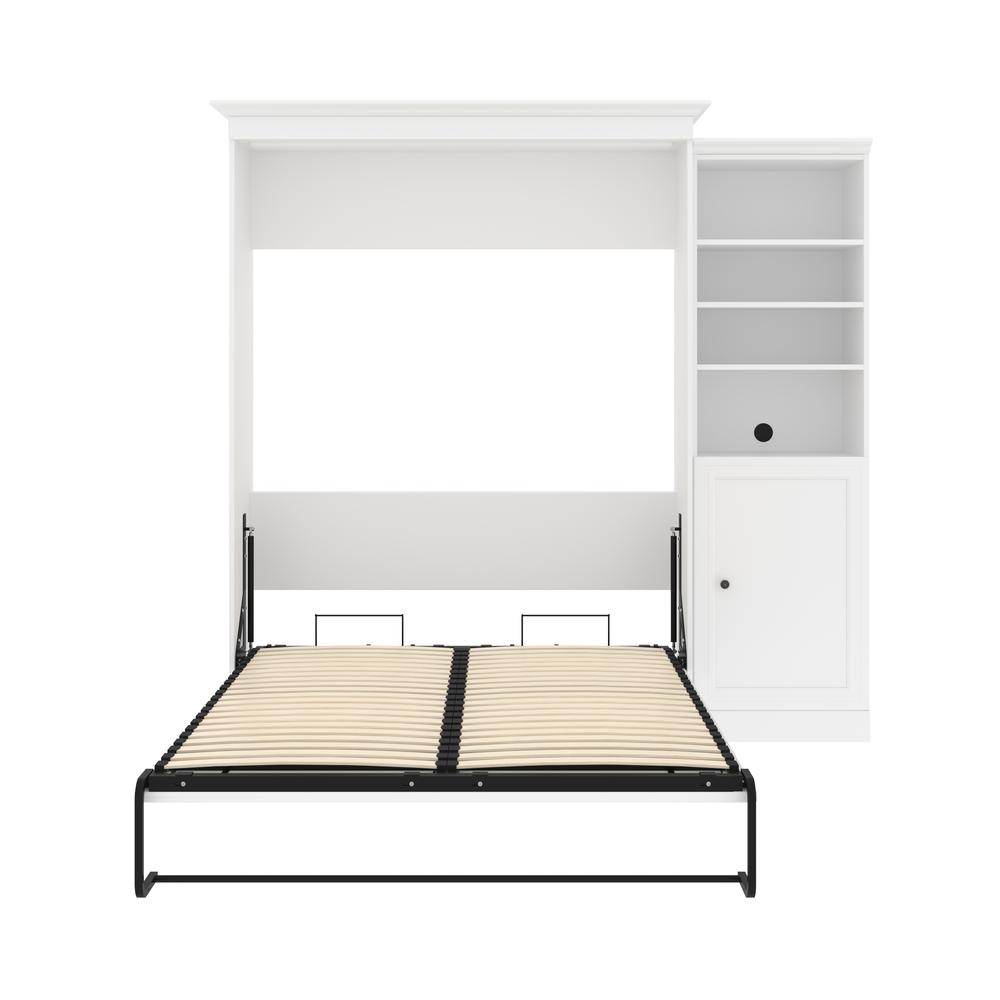 Versatile Queen Murphy Bed and Closet Organizer with Doors (92W) in White. Picture 7