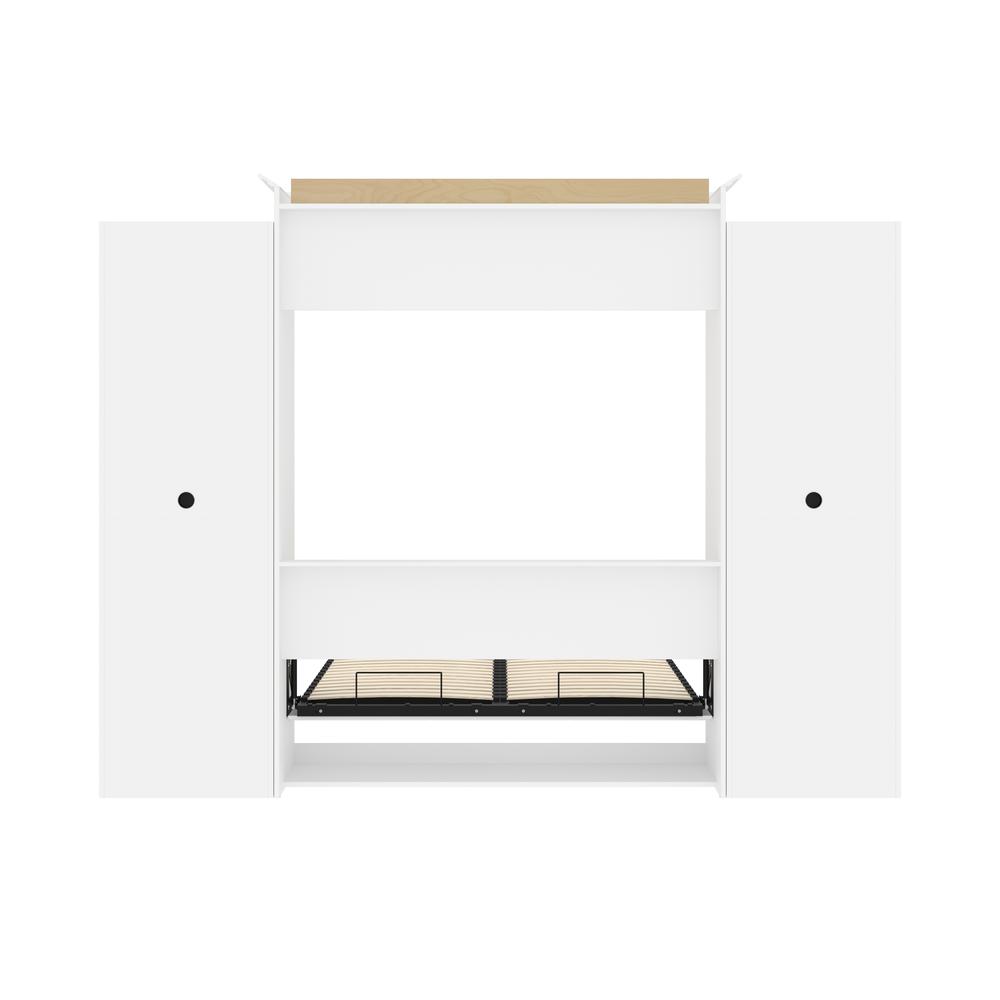 Versatile Queen Murphy Bed and 2 Closet Organizers with Drawers (115W) in White. Picture 4