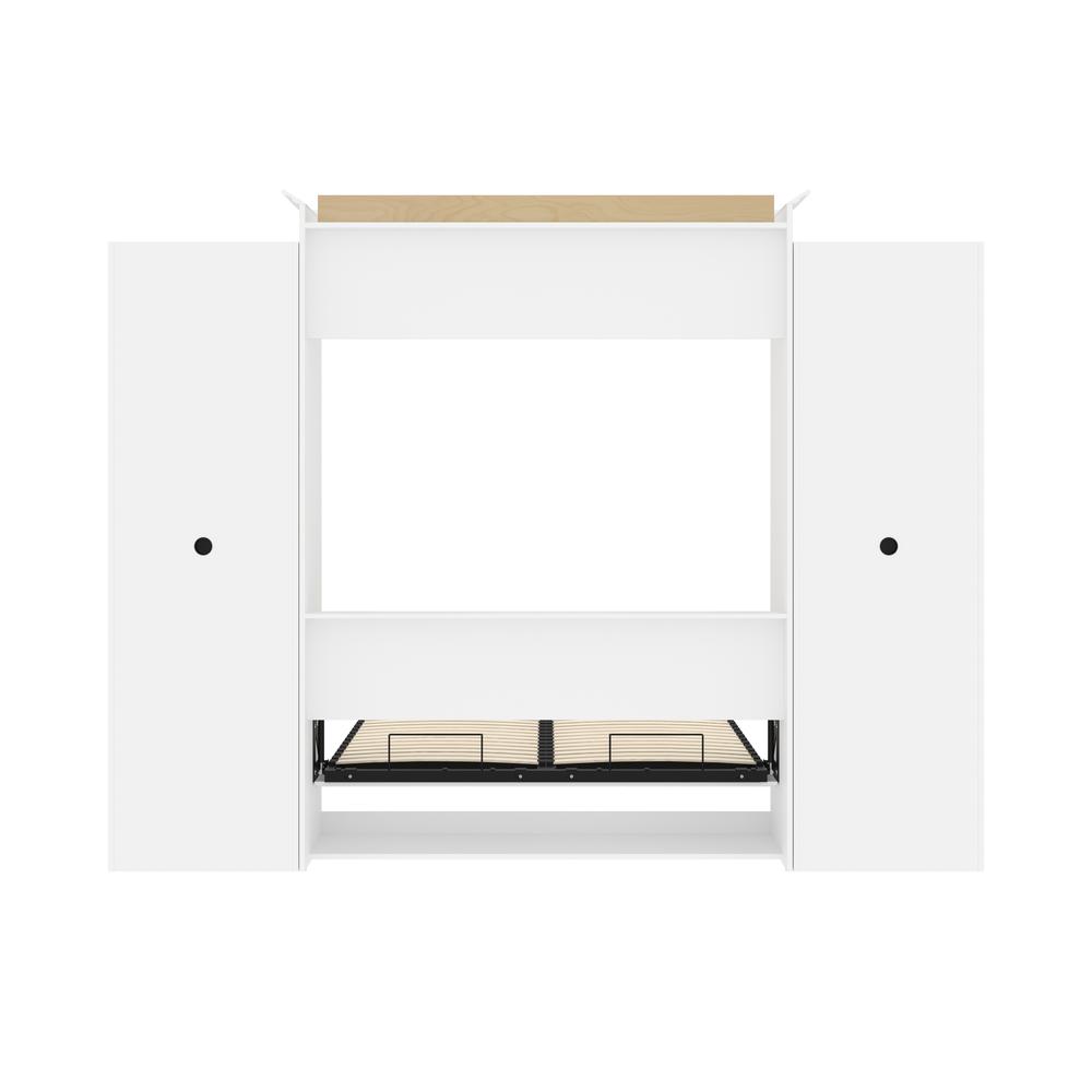 Versatile Queen Murphy Bed and 2 Closet Organizers with Doors (115W) in White. Picture 4