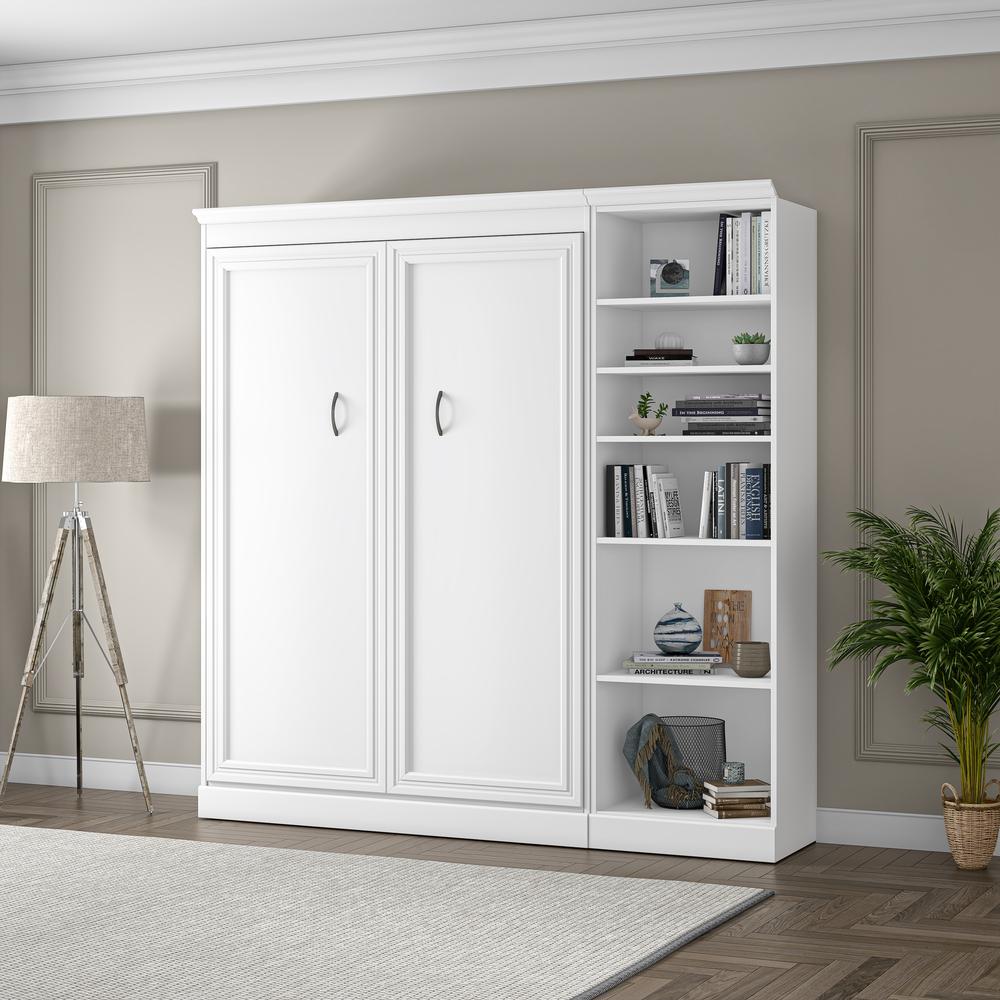 Versatile Full Murphy Bed and Closet Organizer (109W) in White. Picture 27