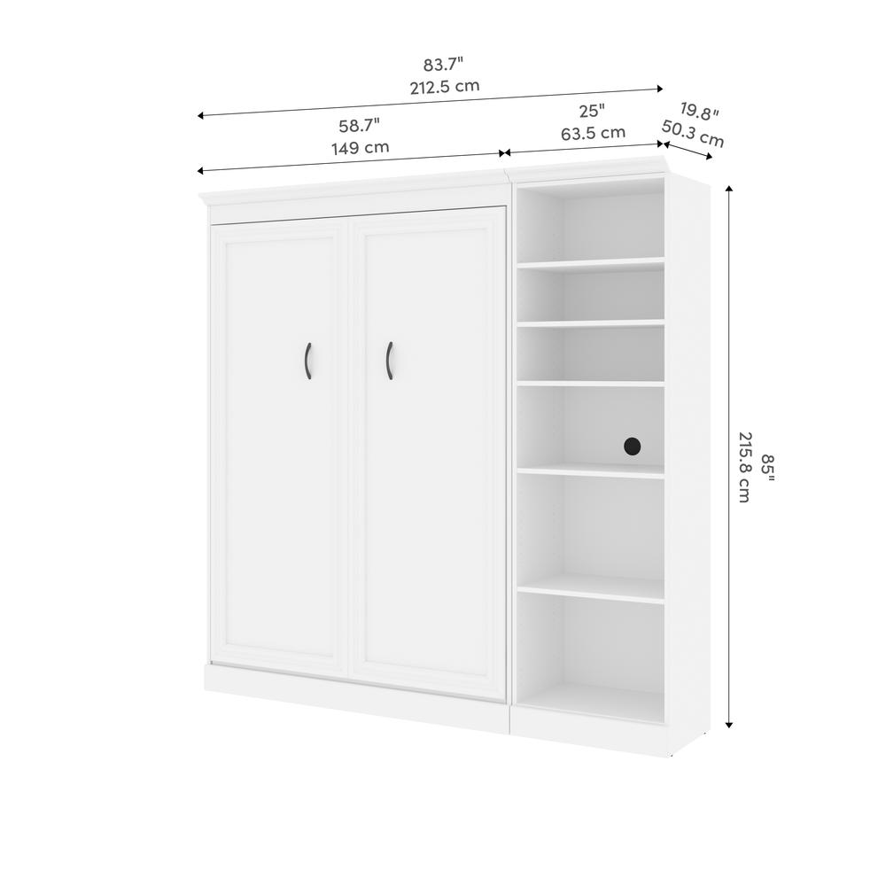 Versatile Full Murphy Bed and Closet Organizer (109W) in White. Picture 13