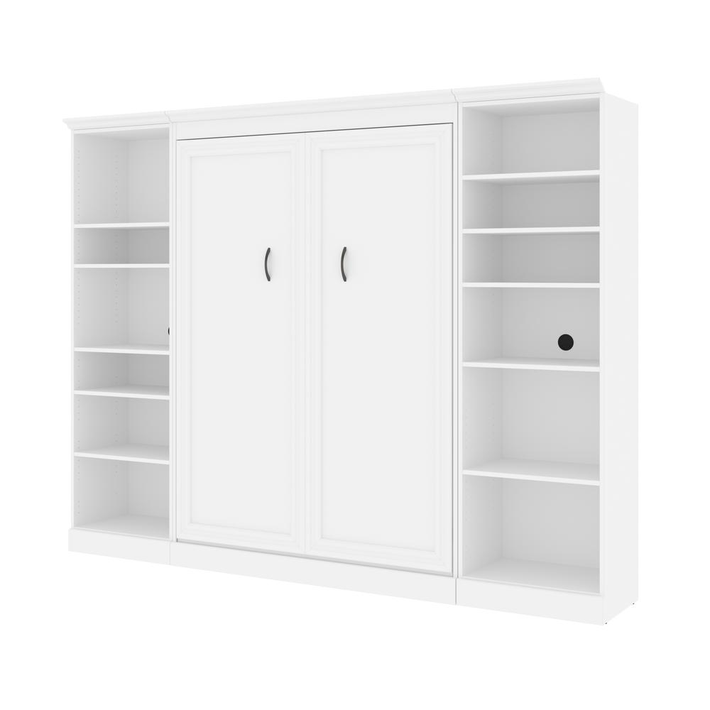 Versatile Full Murphy Bed and 2 Closet Organizers (109W) in White. Picture 2