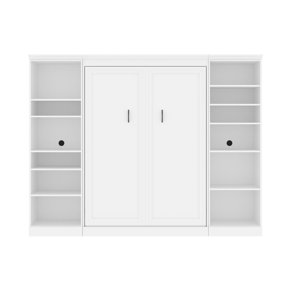 Versatile Full Murphy Bed and 2 Closet Organizers (109W) in White. Picture 1
