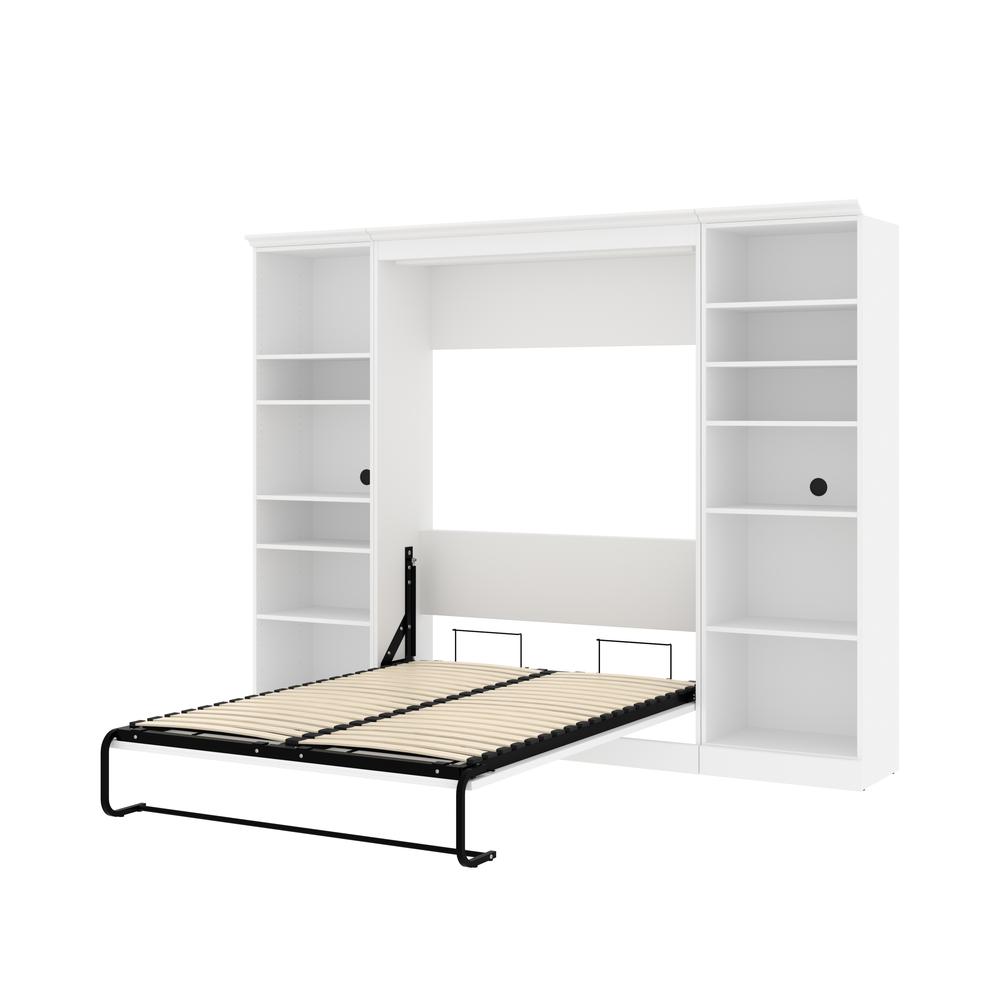 Versatile Full Murphy Bed and 2 Closet Organizers (109W) in White. Picture 6