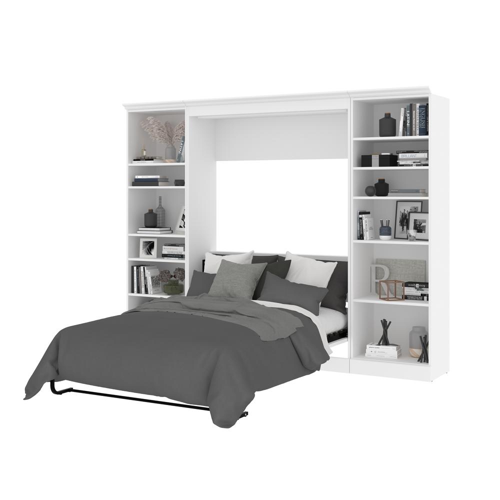 Versatile Full Murphy Bed and 2 Closet Organizers (109W) in White. Picture 10