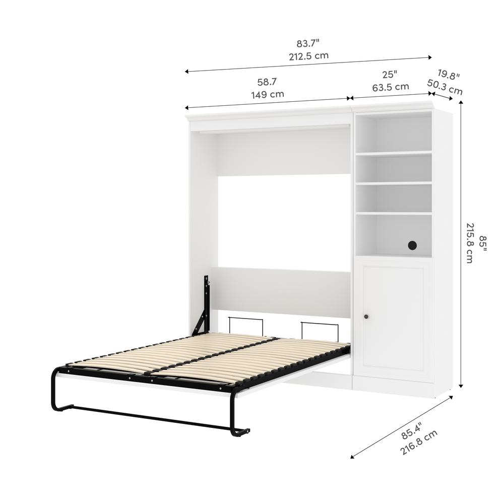 Versatile Full Murphy Bed and Closet Organizer with Doors (84W) in White. Picture 14
