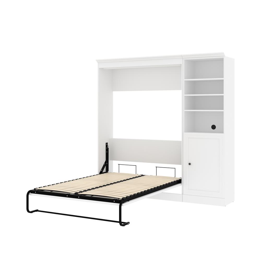 Versatile Full Murphy Bed and Closet Organizer with Doors (84W) in White. Picture 7