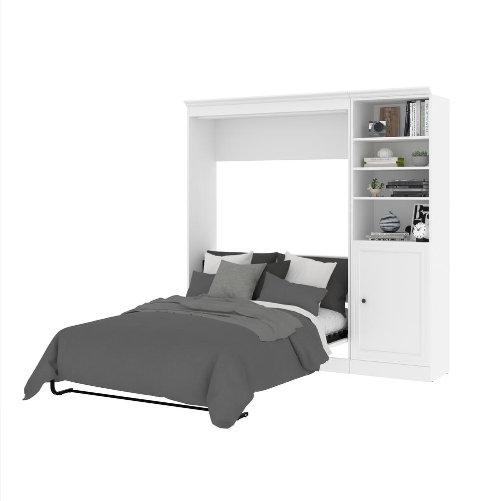 Versatile Full Murphy Bed and Closet Organizer with Doors (84W) in White. Picture 10