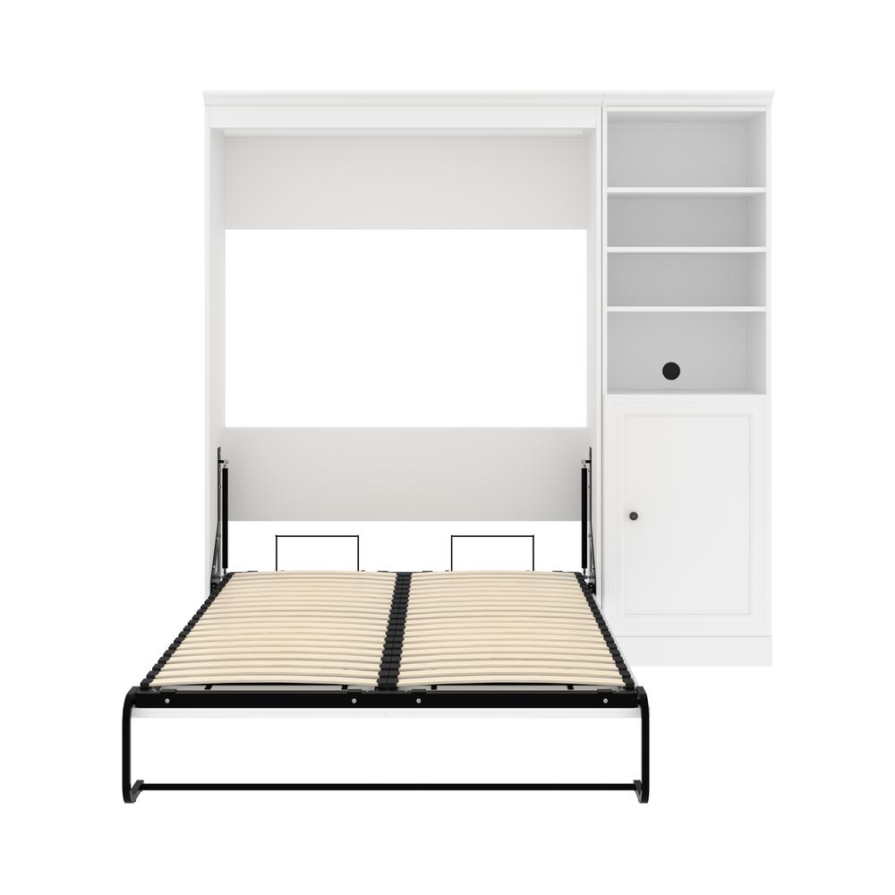 Versatile Full Murphy Bed and Closet Organizer with Doors (84W) in White. Picture 8