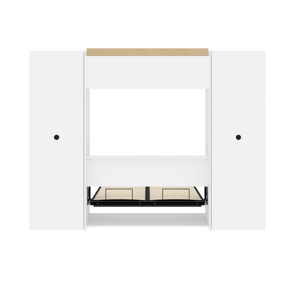 Versatile Full Murphy Bed and 2 Closet Organizers with Drawers (109W) in White. Picture 4