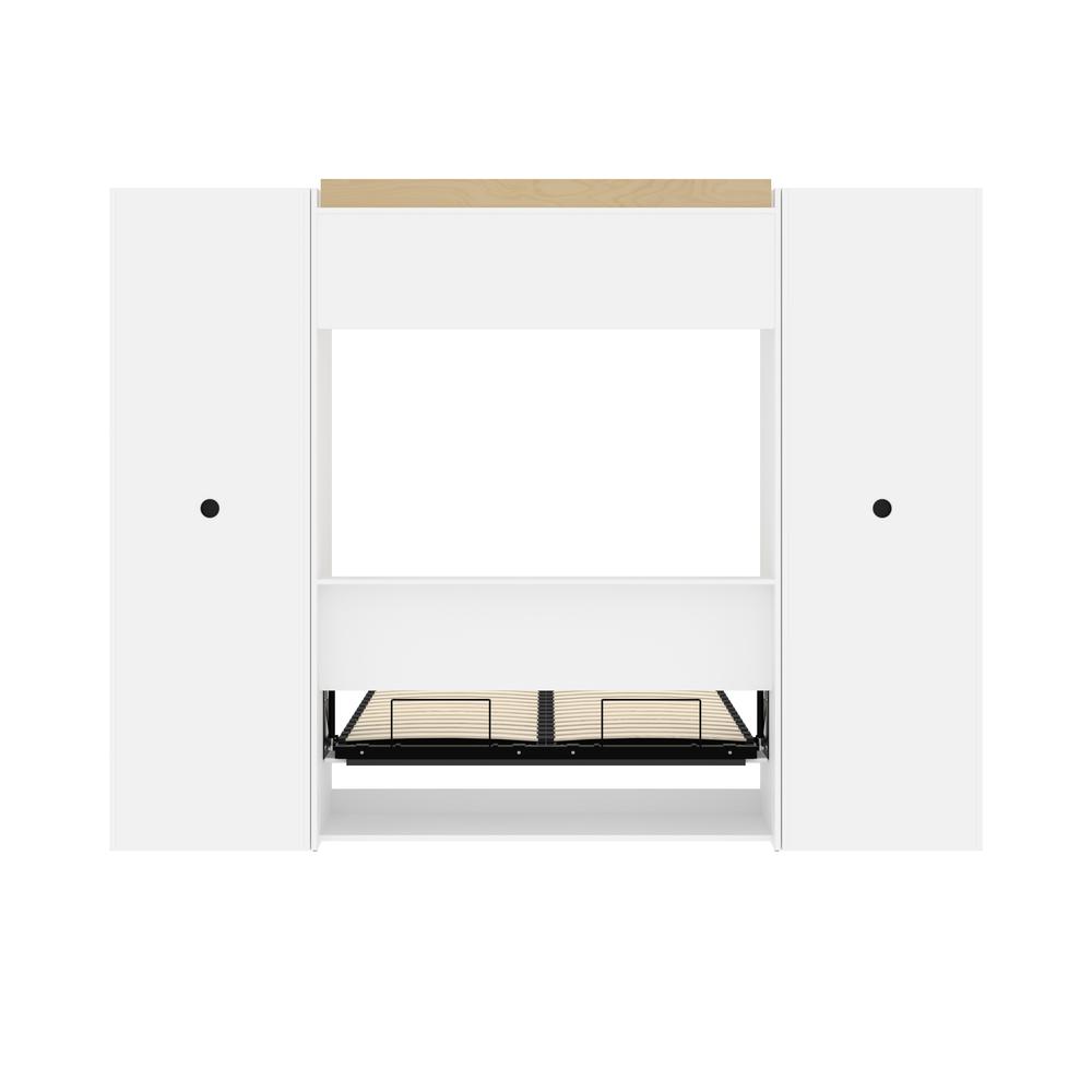 Versatile Full Murphy Bed and 2 Closet Organizers with Doors (109W) in White. Picture 4