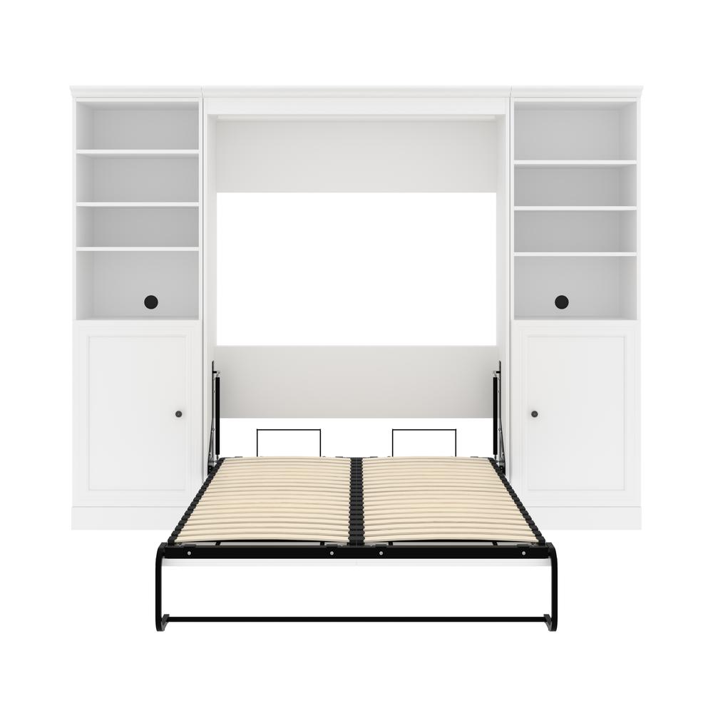 Versatile Full Murphy Bed and 2 Closet Organizers with Doors (109W) in White. Picture 6