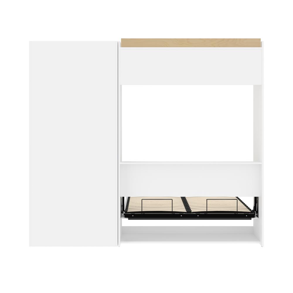 Versatile Full Murphy Bed and Closet Organizer with Drawers (95W) in White. Picture 4