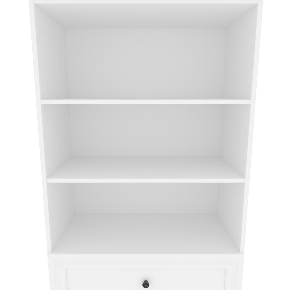 Versatile Full Murphy Bed and Closet Organizer with Drawers (95W) in White. Picture 22
