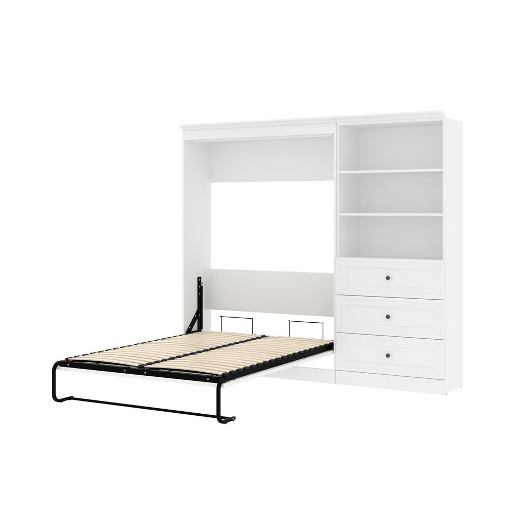 Versatile Full Murphy Bed and Closet Organizer with Drawers (95W) in White. Picture 8