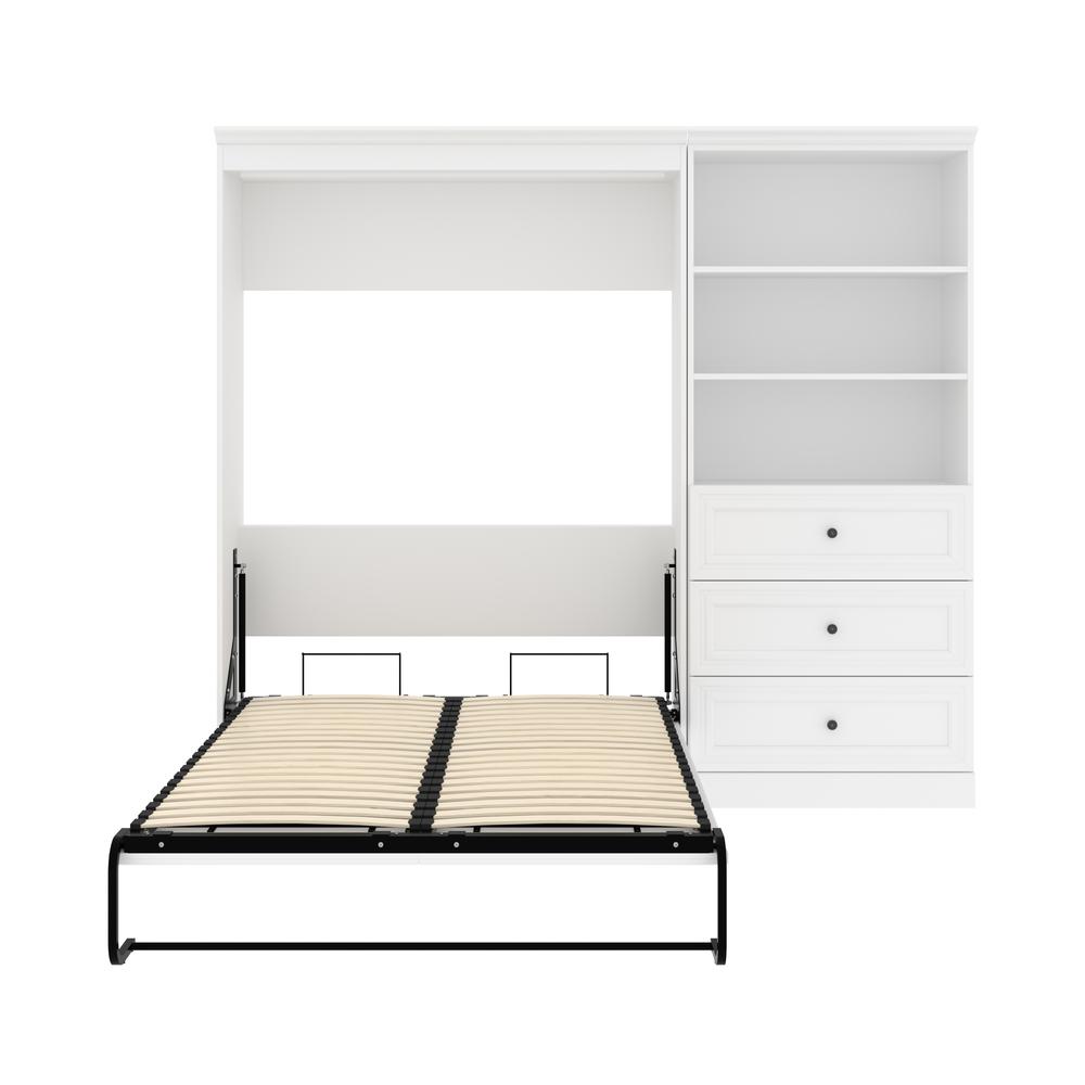 Versatile Full Murphy Bed and Closet Organizer with Drawers (95W) in White. Picture 7