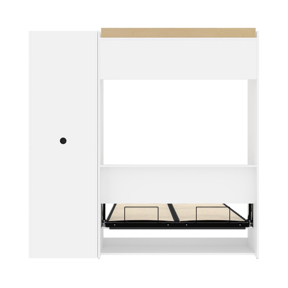 Versatile Full Murphy Bed and Closet Organizer with Drawers (84W) in White. Picture 4