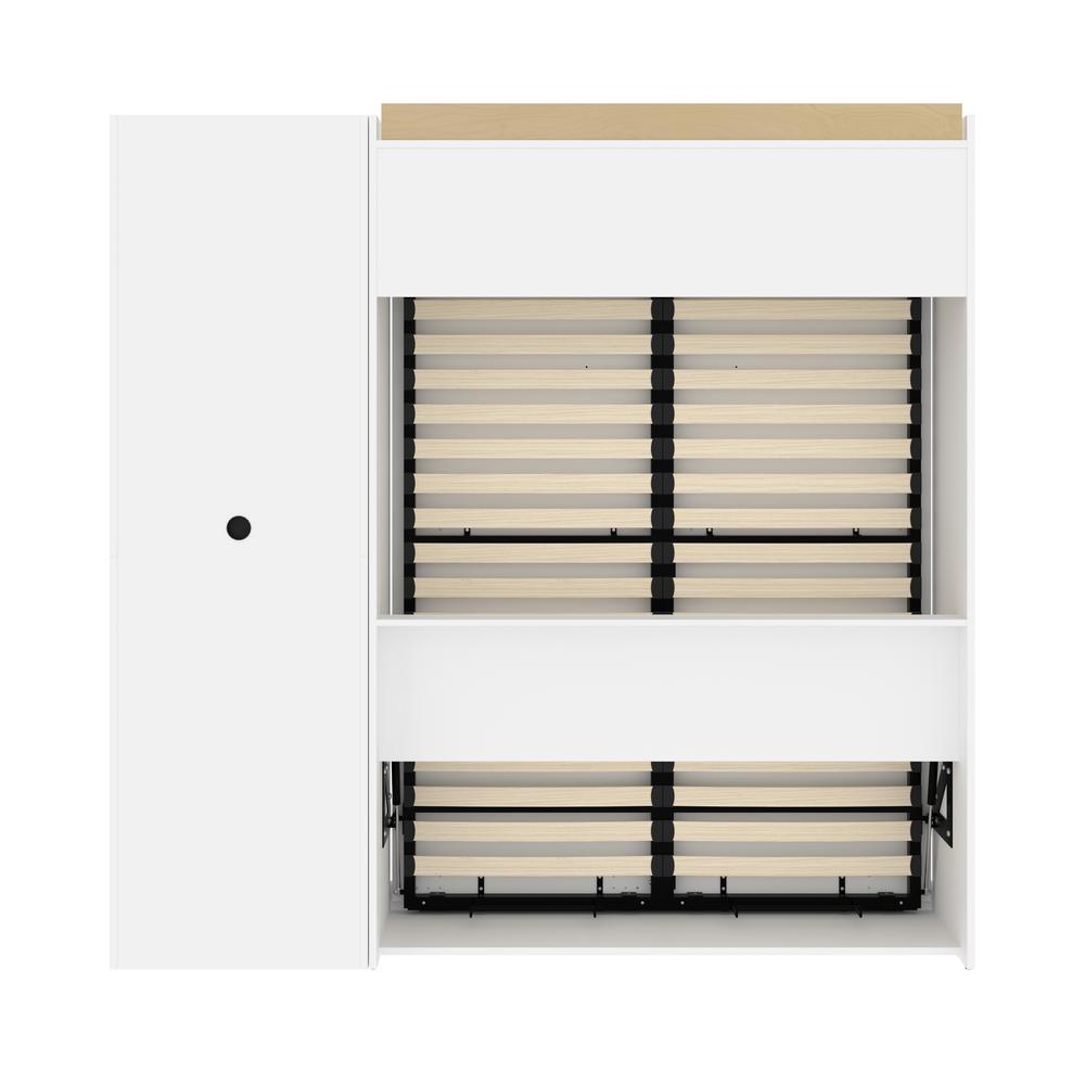 Versatile Full Murphy Bed and Closet Organizer with Drawers (84W) in White. Picture 6
