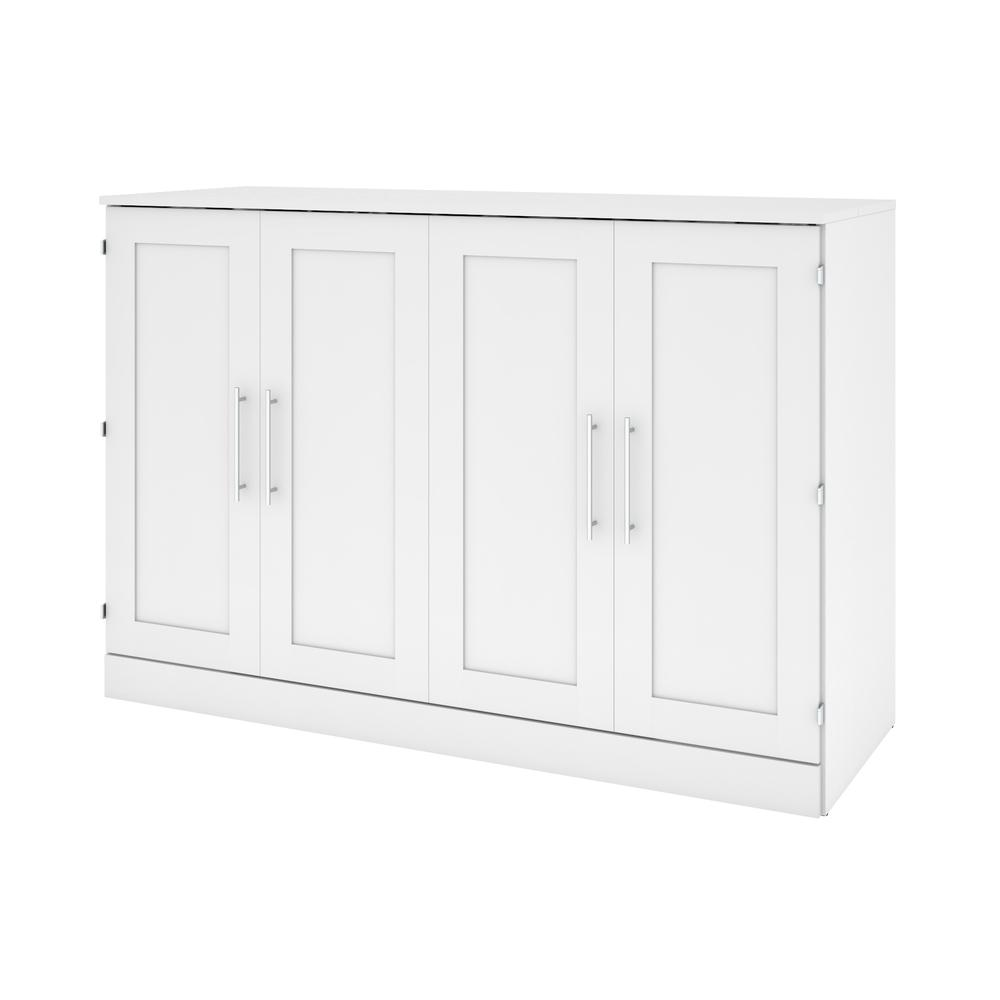 Queen Cabinet Bed with Mattress in White. Picture 1