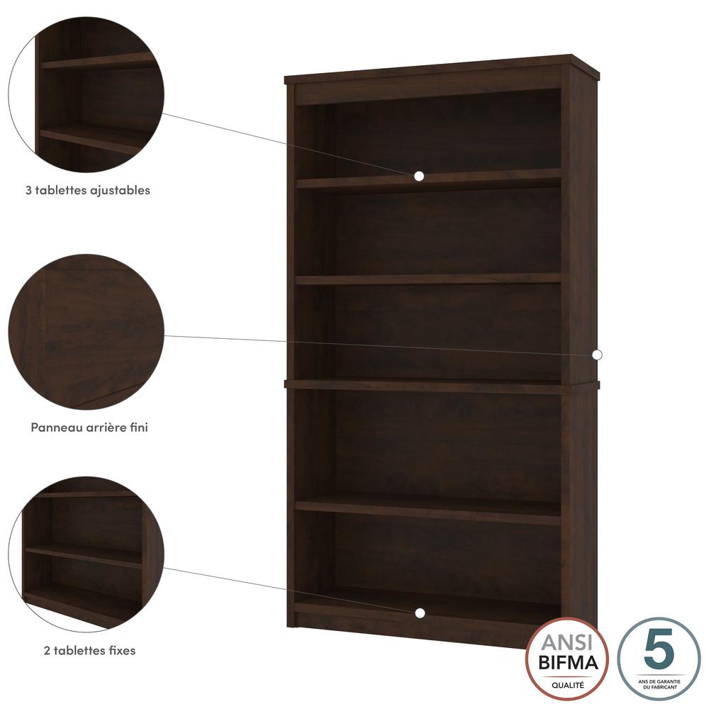 Bestar Universel 36W Bookcase , Chocolate. Picture 9