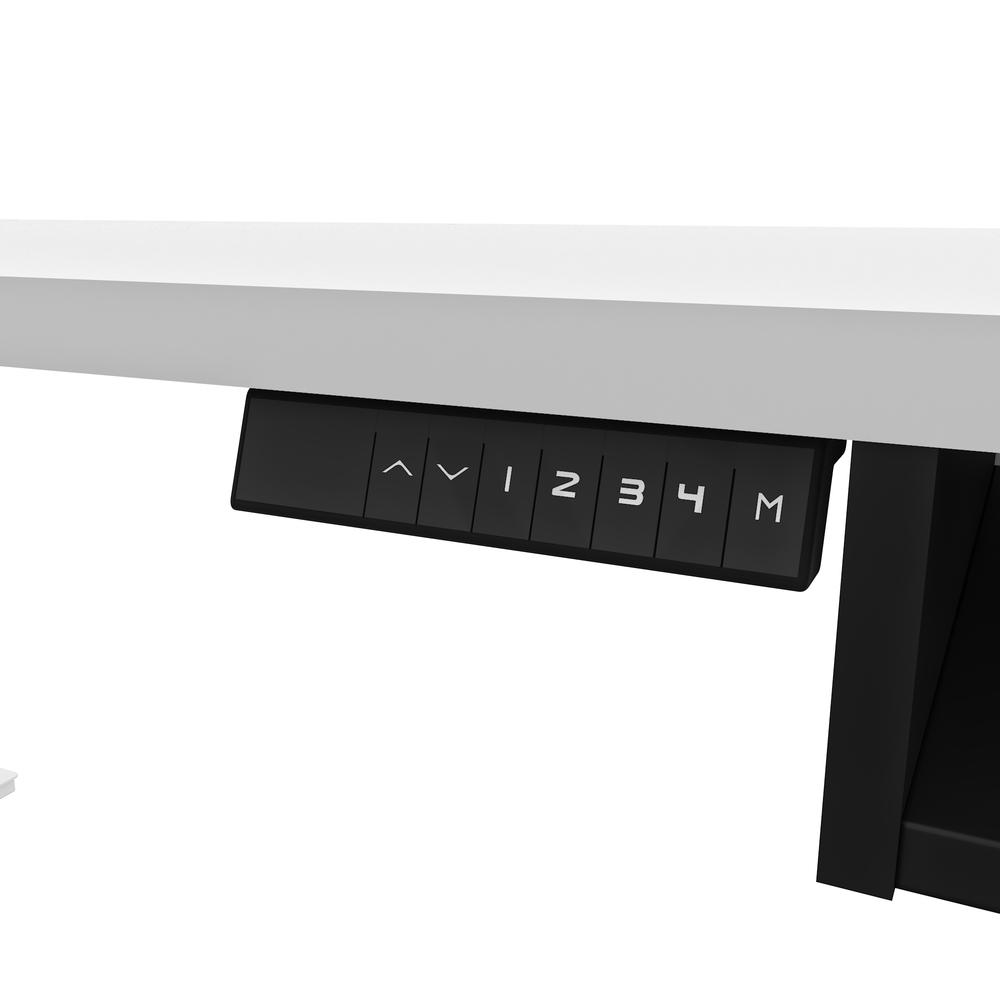 Height Adjustable L-Desk in White and Black. Picture 3