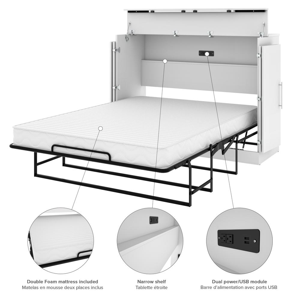 Nebula Full Cabinet Bed with Mattress in White. Picture 8