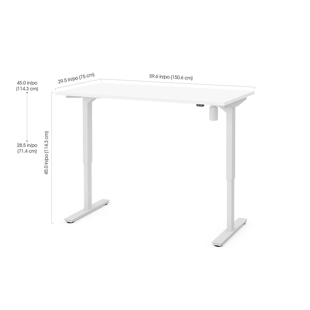 Bestar 30" x 60" Electric Height adjustable table in White. The main picture.