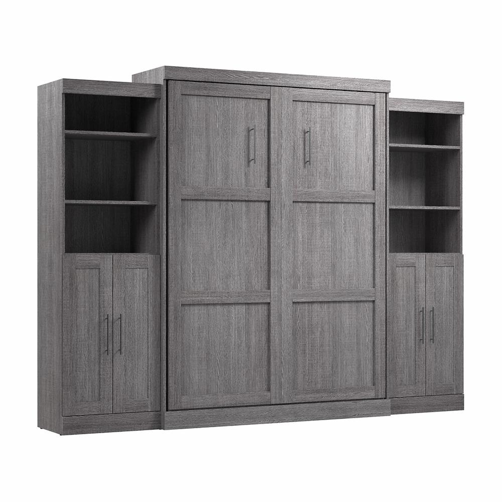 Pur Queen Murphy Bed with Closet Storage Organizers (115W) in Bark Gray. Picture 1