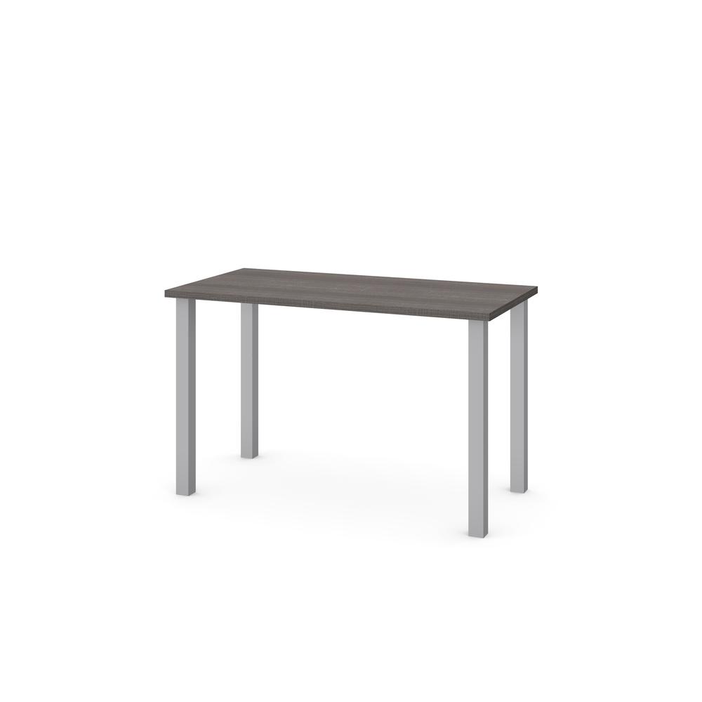 Bestar 24" x 48" Table with square metal legs in Bark Gray. The main picture.