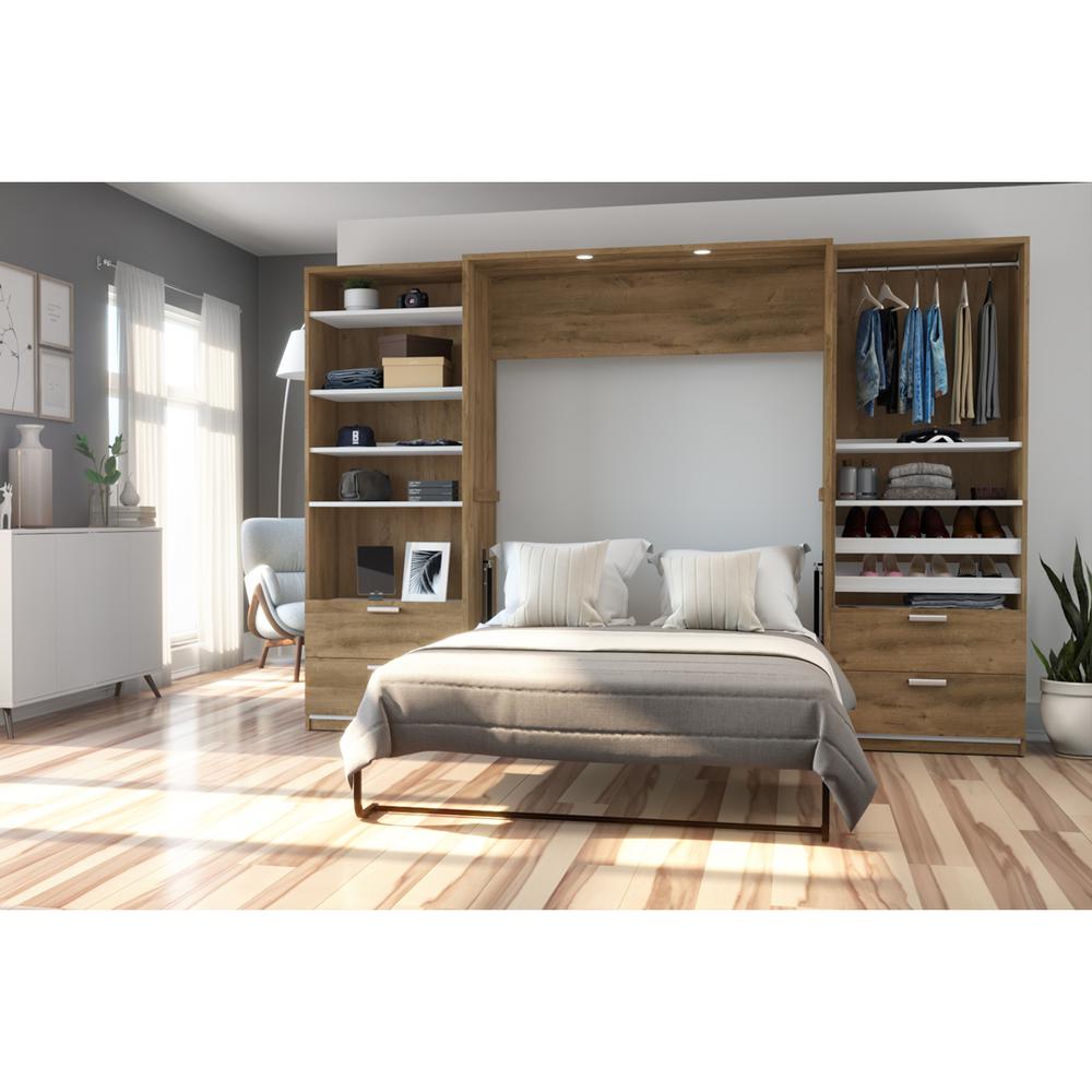 Cielo Premium 118" Full Wall Bed kit in Rustic Brown and White. Picture 4