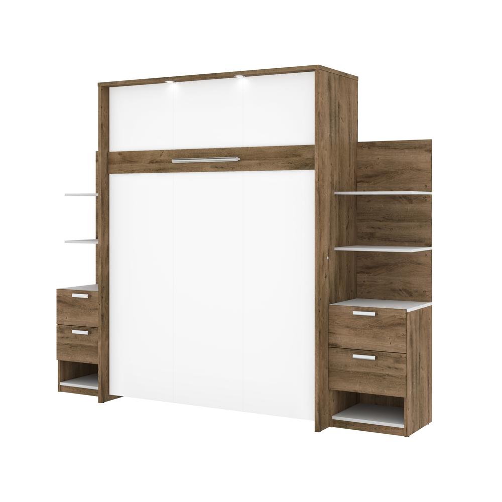 Elite 104" Queen Wall Bed kit in Rustic Brown and White. Picture 1