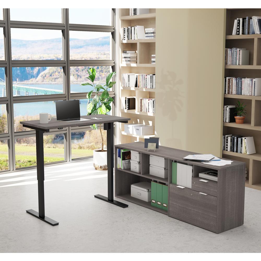 i3 Plus Height Adjustable L-Desk in Bark Gray. Picture 2