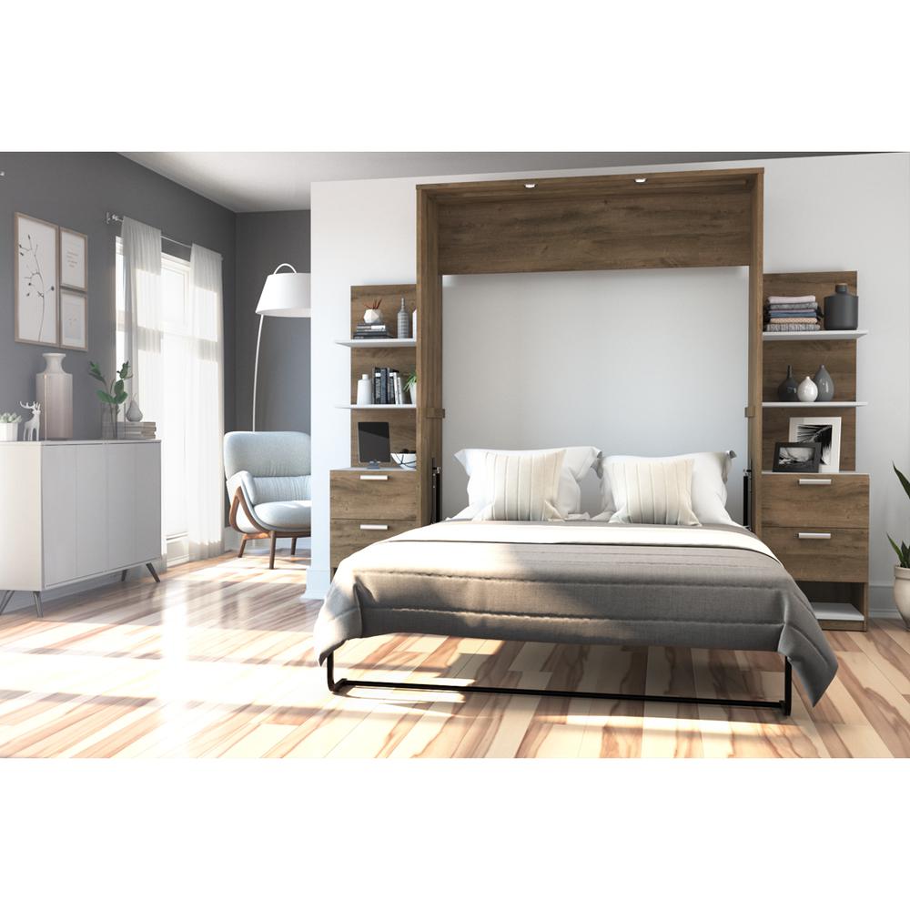 Cielo by Bestar Elite 98" Full Wall Bed kit in Rustic Brown and White. Picture 2