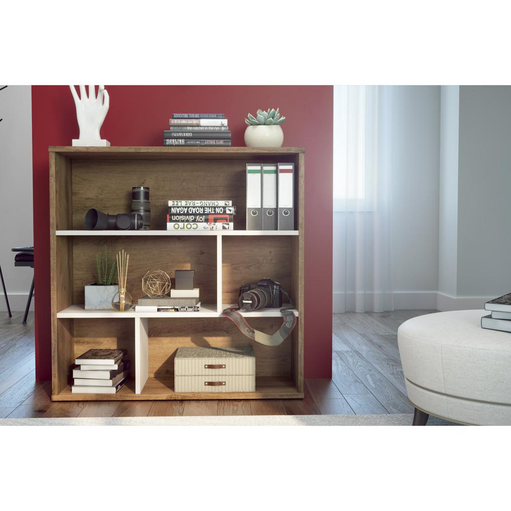 Fom Asymmetrical Shelving Unit in Rustic Brown & Sandstone. Picture 2