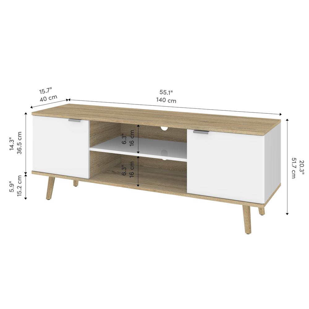 Bestar Procyon 56W TV Stand for 55 inch TV in modern oak & white uv. Picture 8