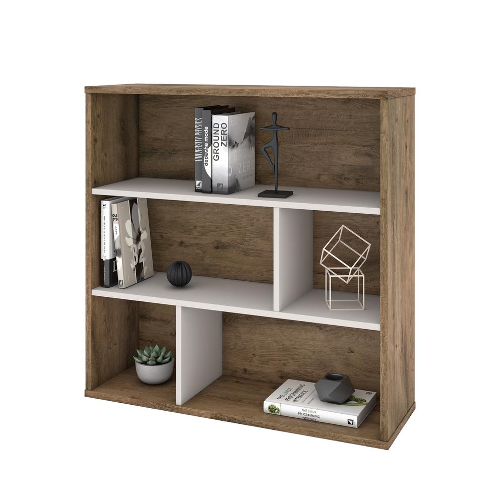Fom Asymmetrical Shelving Unit in Rustic Brown & Sandstone. Picture 1