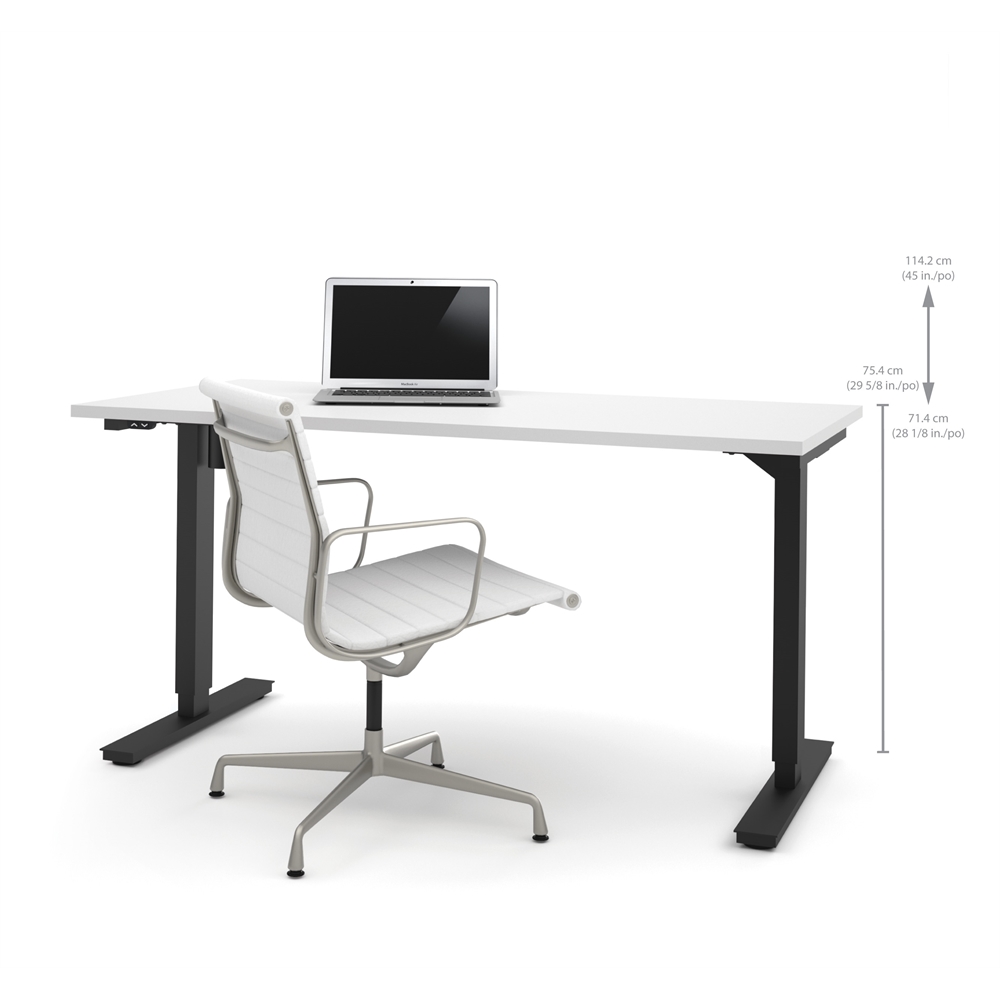 30" x 60" Electric Height adjustable table in White. Picture 2