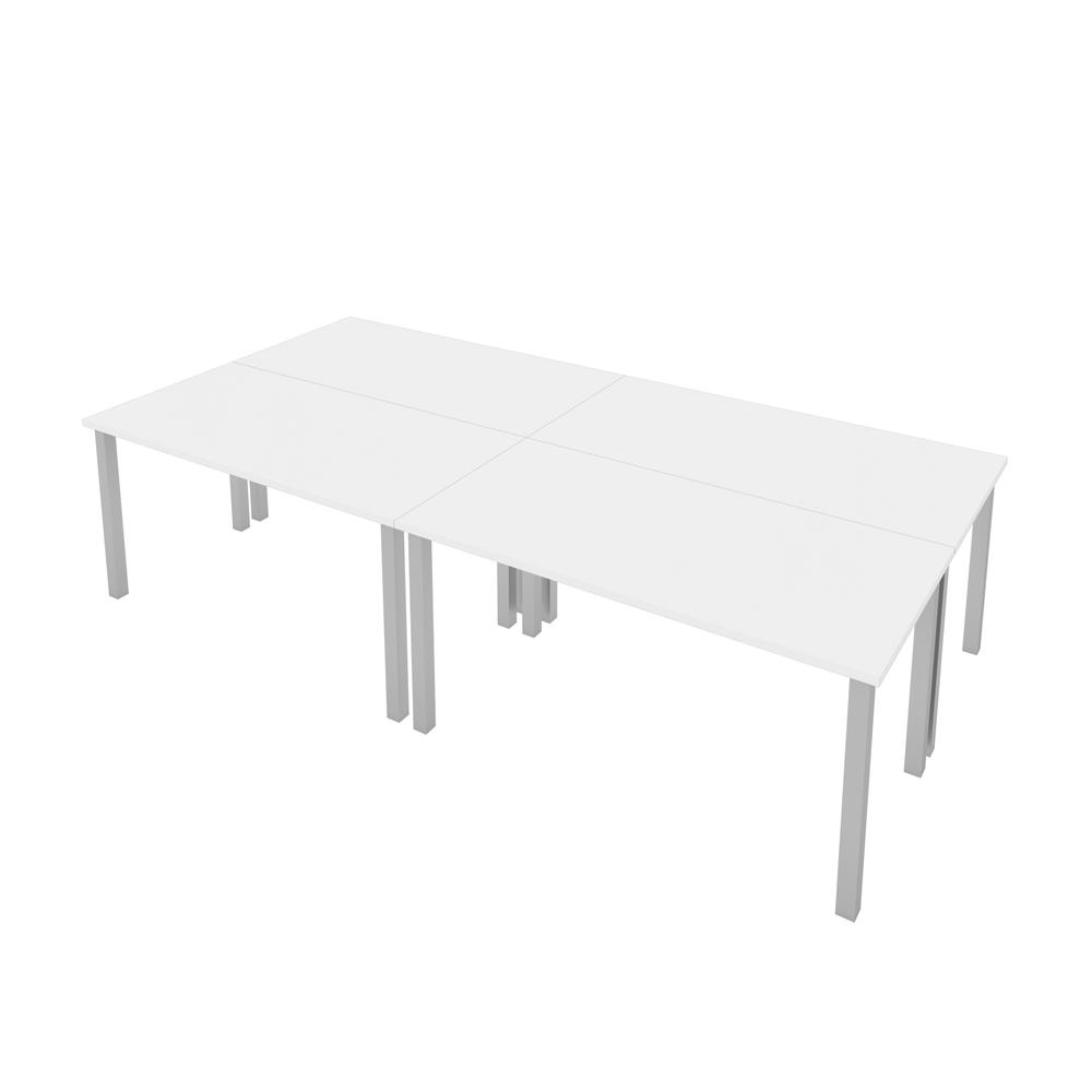 Bestar Universel Four 60W x 30D Table Desks with Square Metal Legs , White. Picture 2