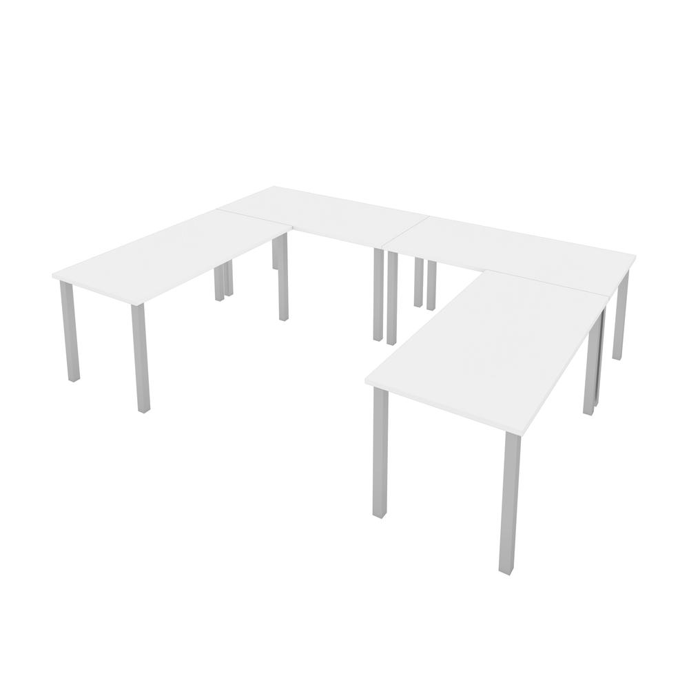 Bestar Universel Four 60W x 30D Table Desks with Square Metal Legs , White. Picture 4