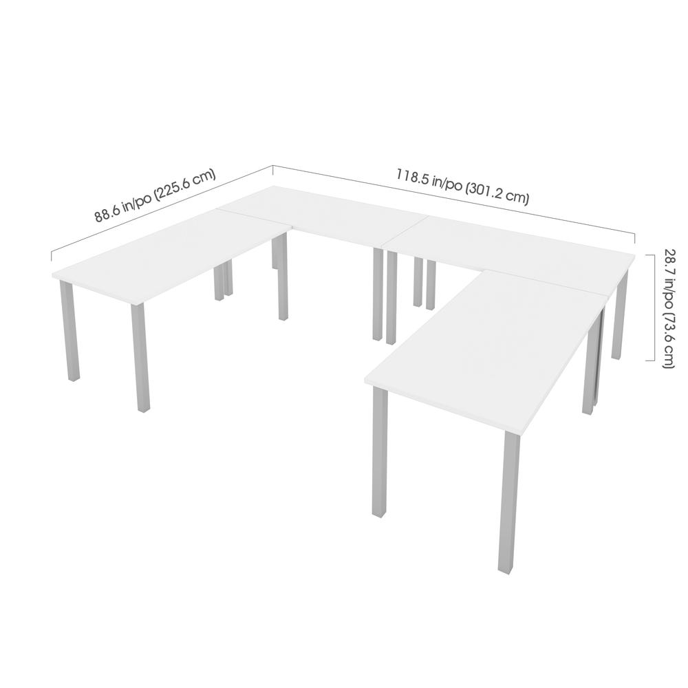Bestar Universel Four 60W x 30D Table Desks with Square Metal Legs , White. Picture 8