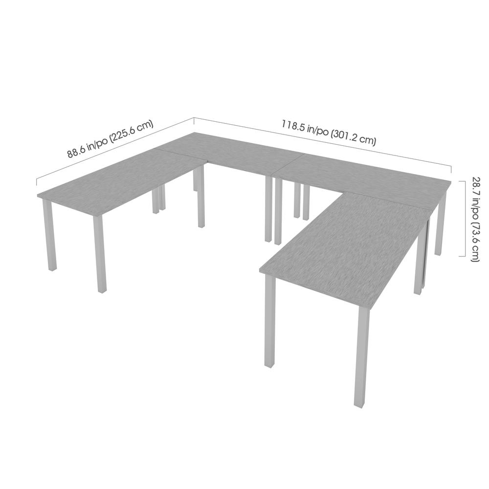 Bestar Universel Four 60W x 30D Table Desks with Square Metal Legs , Black. Picture 1